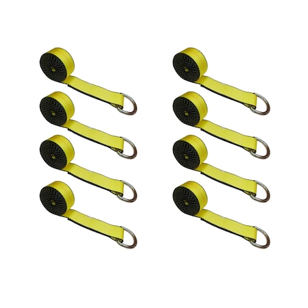 Tie 4 Safe 2" x 10' Lasso Strap w/ D Ring, WLL: 3, 333 lbs., PK8 TWS21-510-W27-Y-8